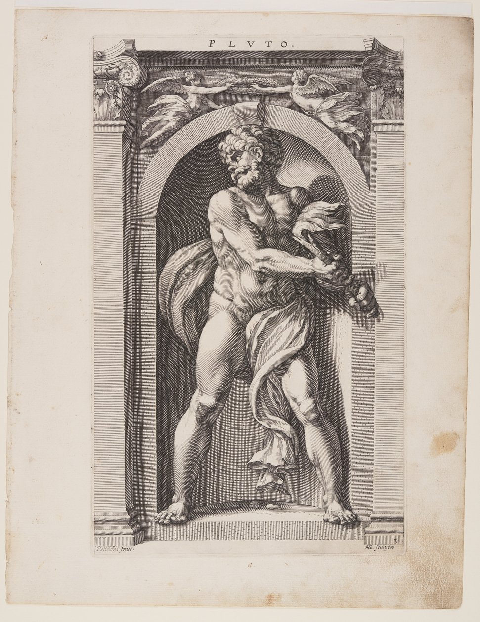 Pluto, kahdeksasta pakanallisesta jumalasta (Eight Pagan Gods) tekijältä Hendrick Goltzius