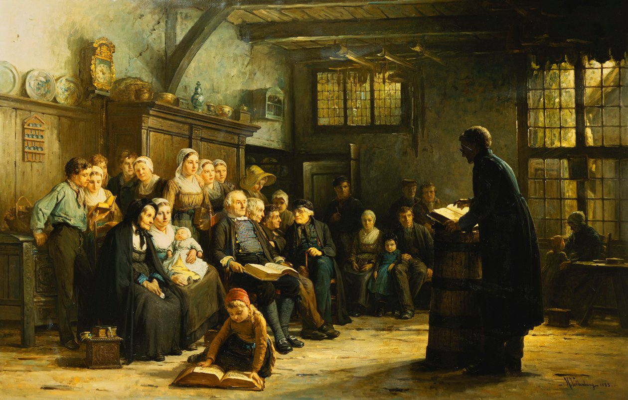 Sunnuntai-iltapäivä Takapihalla, 1883 tekijältä Hendrick Valkenburg