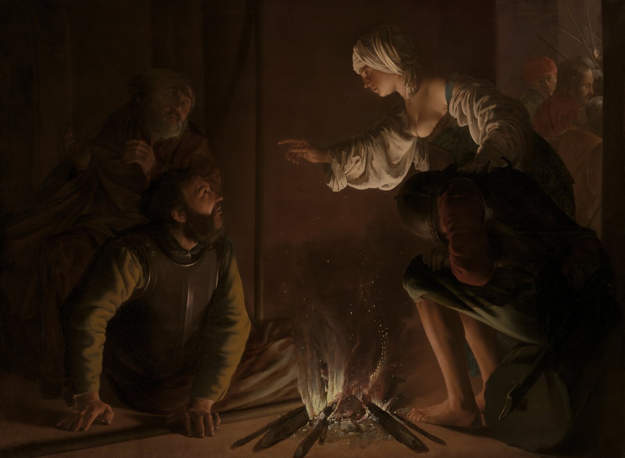 Pyhän Pietarin kieltäminen, 16261629. tekijältä Hendrick ter Brugghen