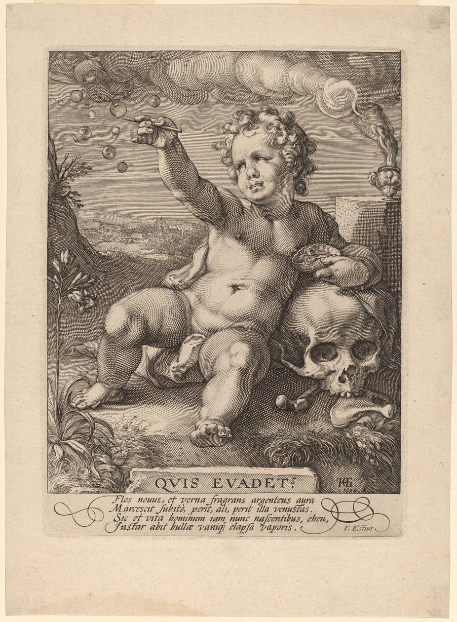 Ohimenevuuden allegoria ("Homo Bulla") tekijältä Hendrik Goltzius