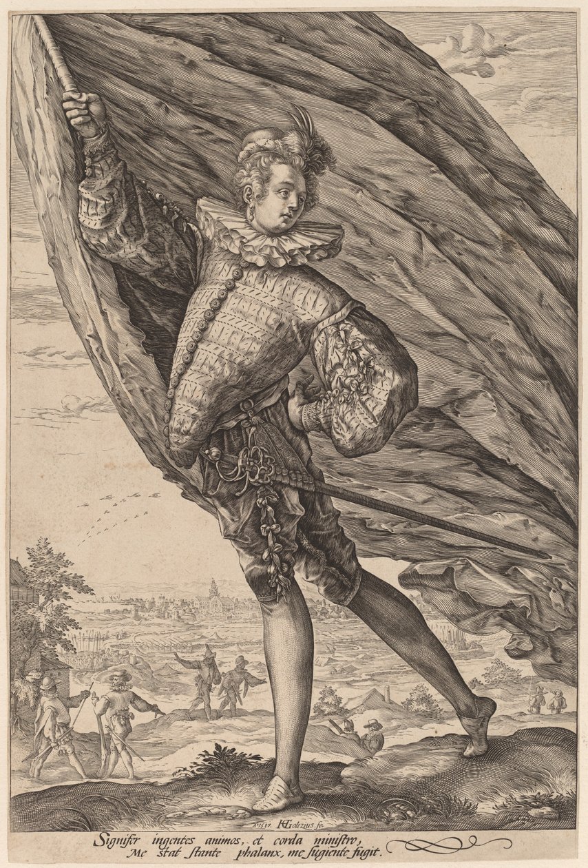 Standard Bearer, käännetty vasemmalle tekijältä Hendrik Goltzius