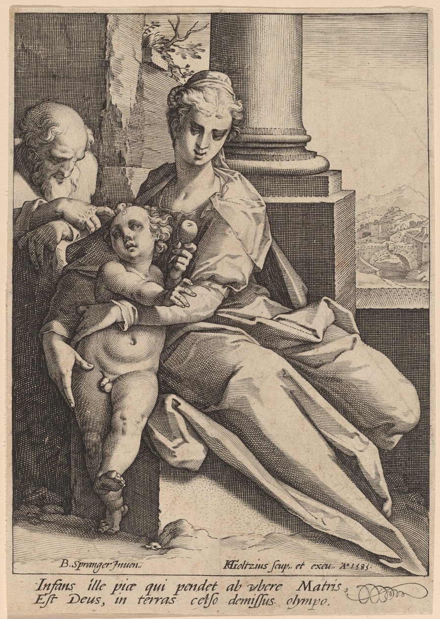 Pyhä perhe tekijältä Hendrik Goltzius after Bartholomaeus Spranger