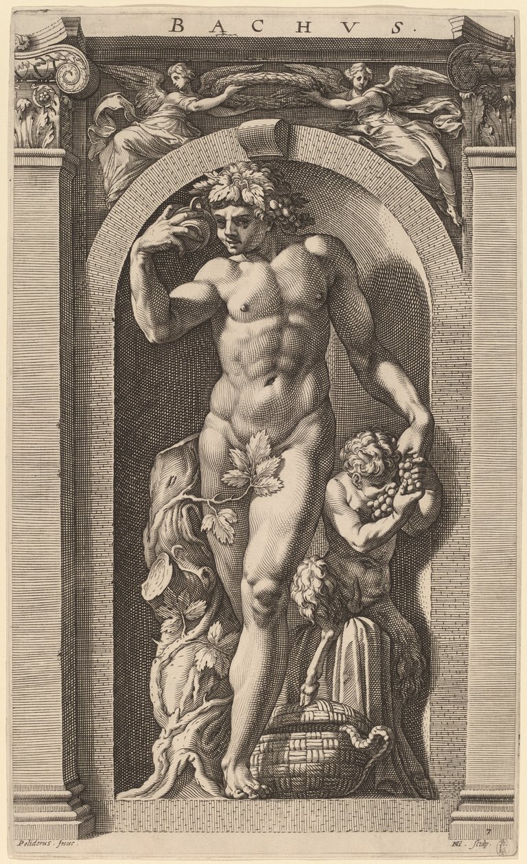 Bacchus tekijältä Hendrik Goltzius after Polidoro da Caravaggio