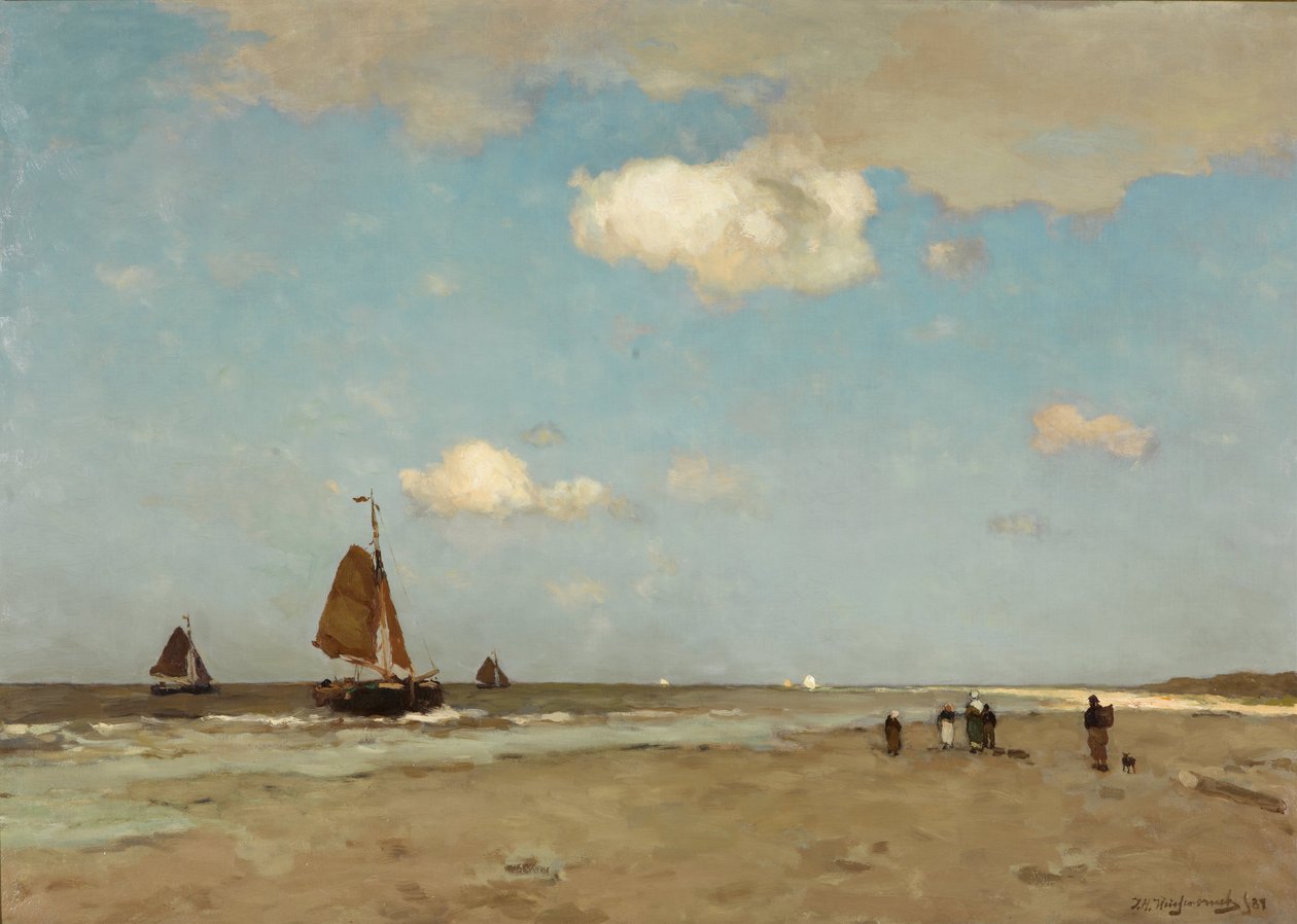 Rantakohtaus, 1887 tekijältä Hendrik Johannes Weissenbruch