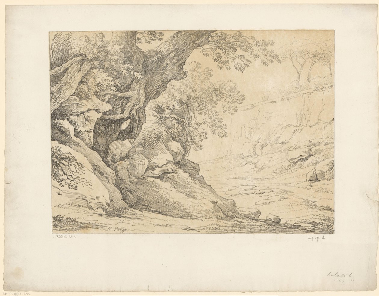 Ylikasvaneita kiviä Tentamina Lithographica (sarjan nimi) Italian maisemat (sarjan nimi) tekijältä Hendrik Voogd