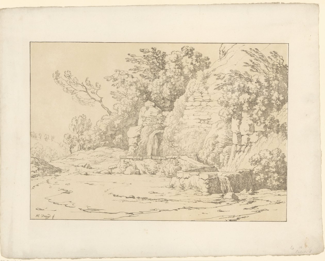 Kalliot altailla Tentamina Lithographica (sarjan nimi) Italian maisemat (sarjan nimi) tekijältä Hendrik Voogd