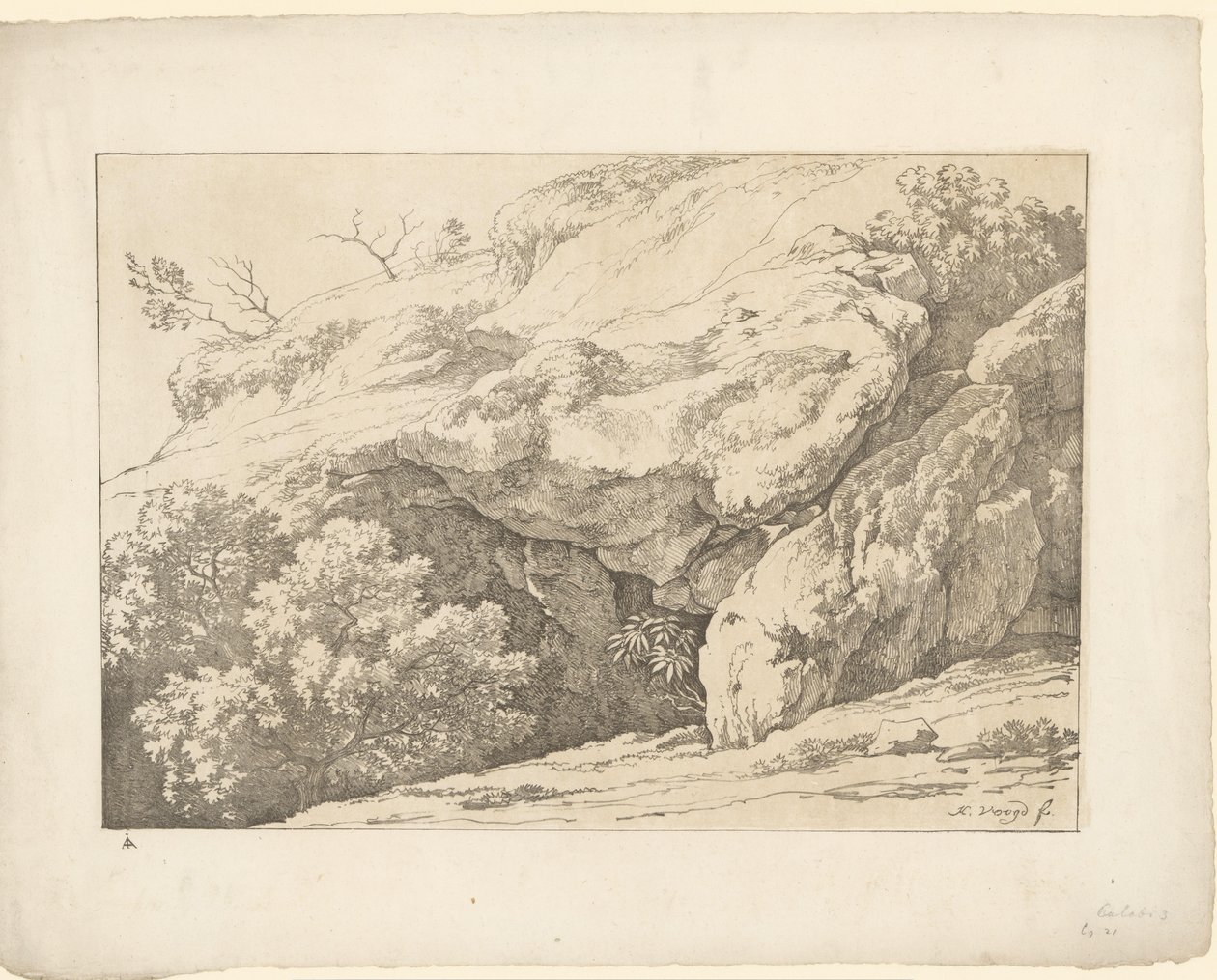 Kivet pensailla Tentamina Lithographica (sarjan nimi) Italian maisemat (sarjan nimi) tekijältä Hendrik Voogd