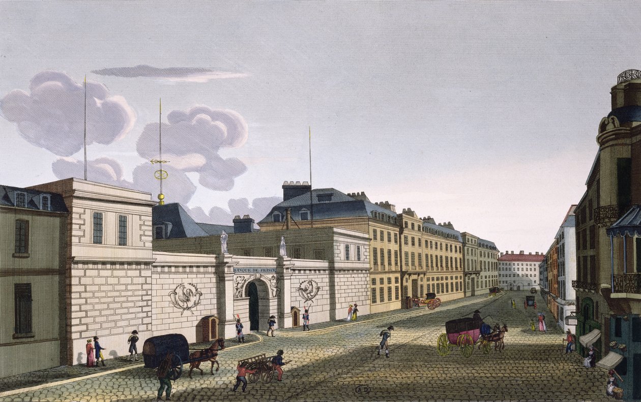 Ranskan keskuspankki Rue Croix-Petits-Champsilta, kaiverrus Eugene Dubois, 1800 tekijältä Henri Courvoisier Voisin