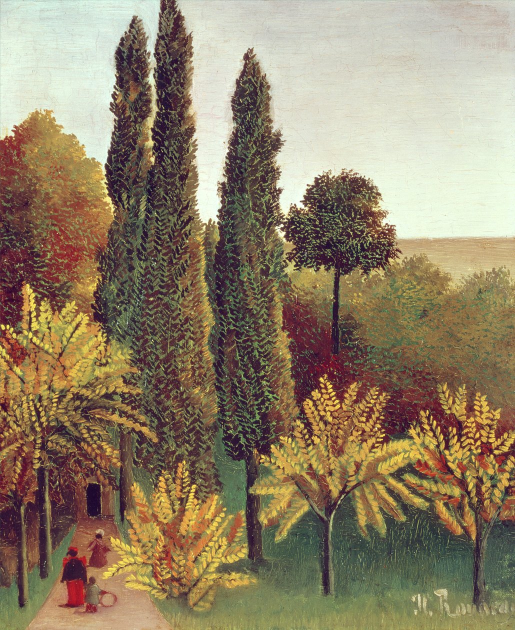 Polku Buttes Chaumont -puistossa, Pariisi, 1908 tekijältä Henri Rousseau