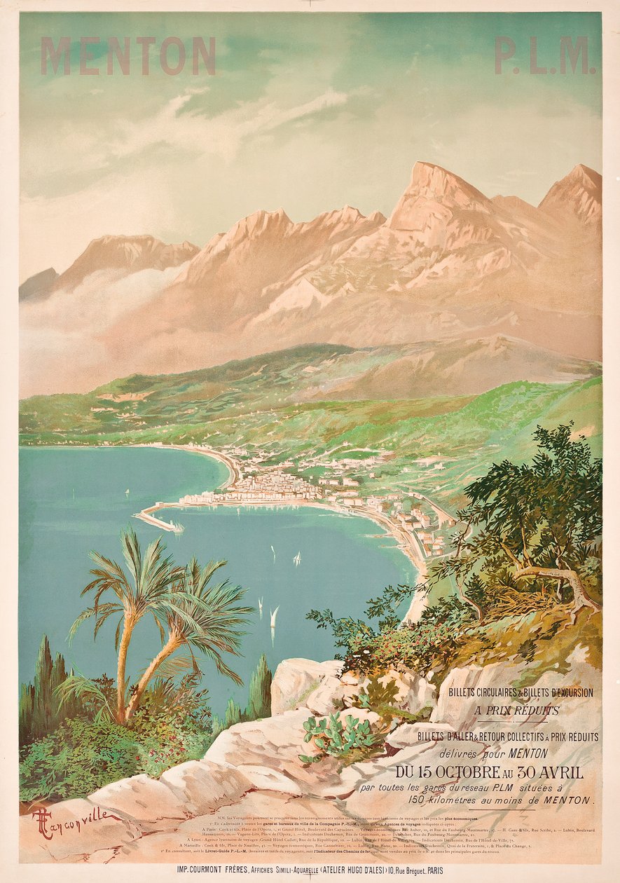 Mainosjuliste Menton, Ranska (väri litho) tekijältä Henri Garnier Tanconville