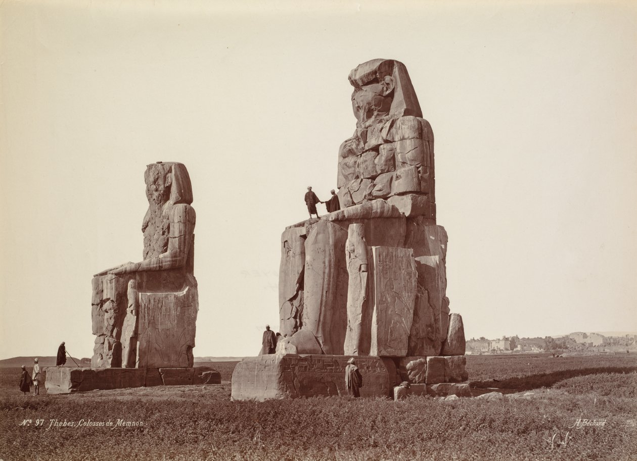 Thebes, Memnonin kolossit, 1870-luku. tekijältä Georges Henri Bechard