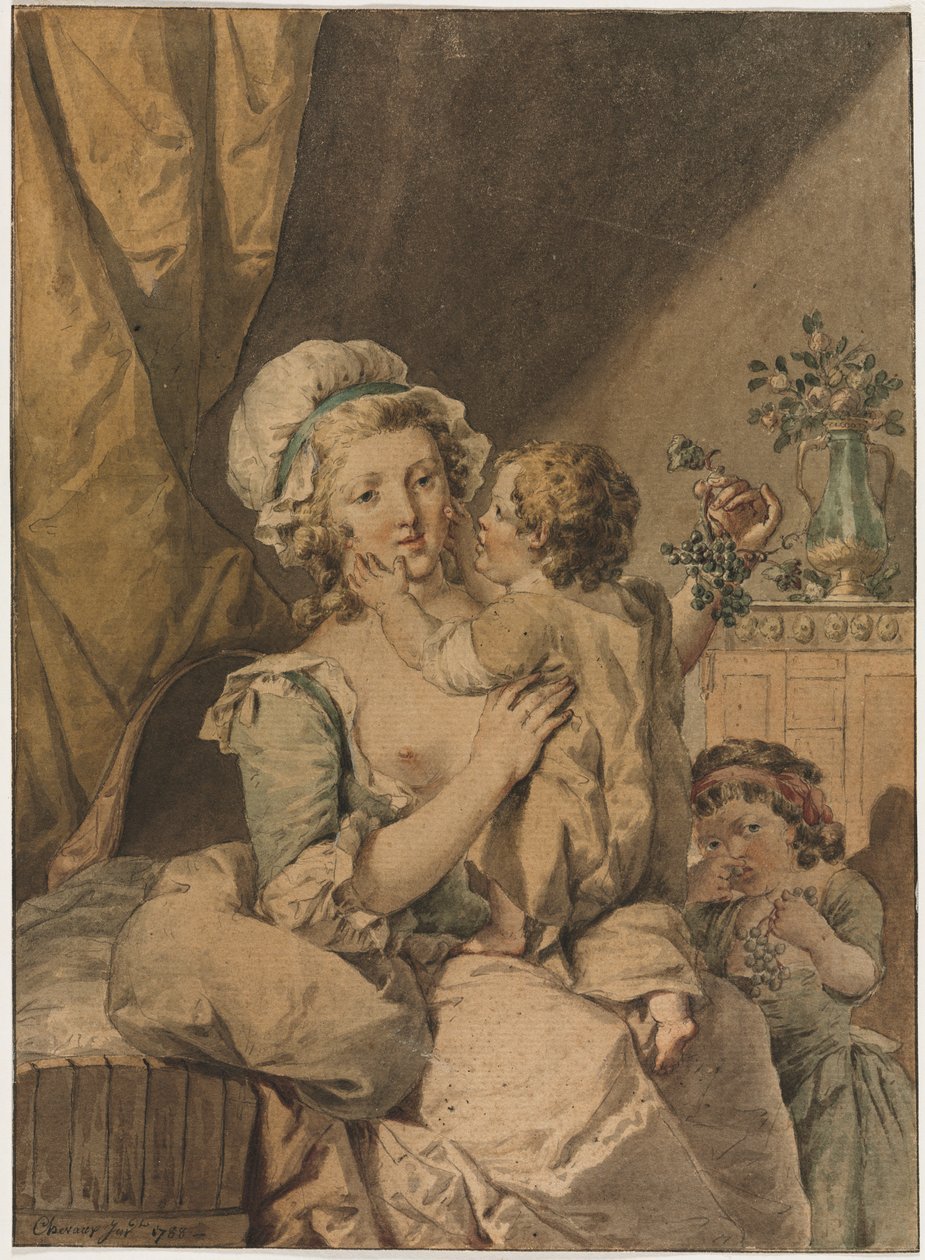 Äiti ja kaksi lasta, 1788. tekijältä Henri Chevaux