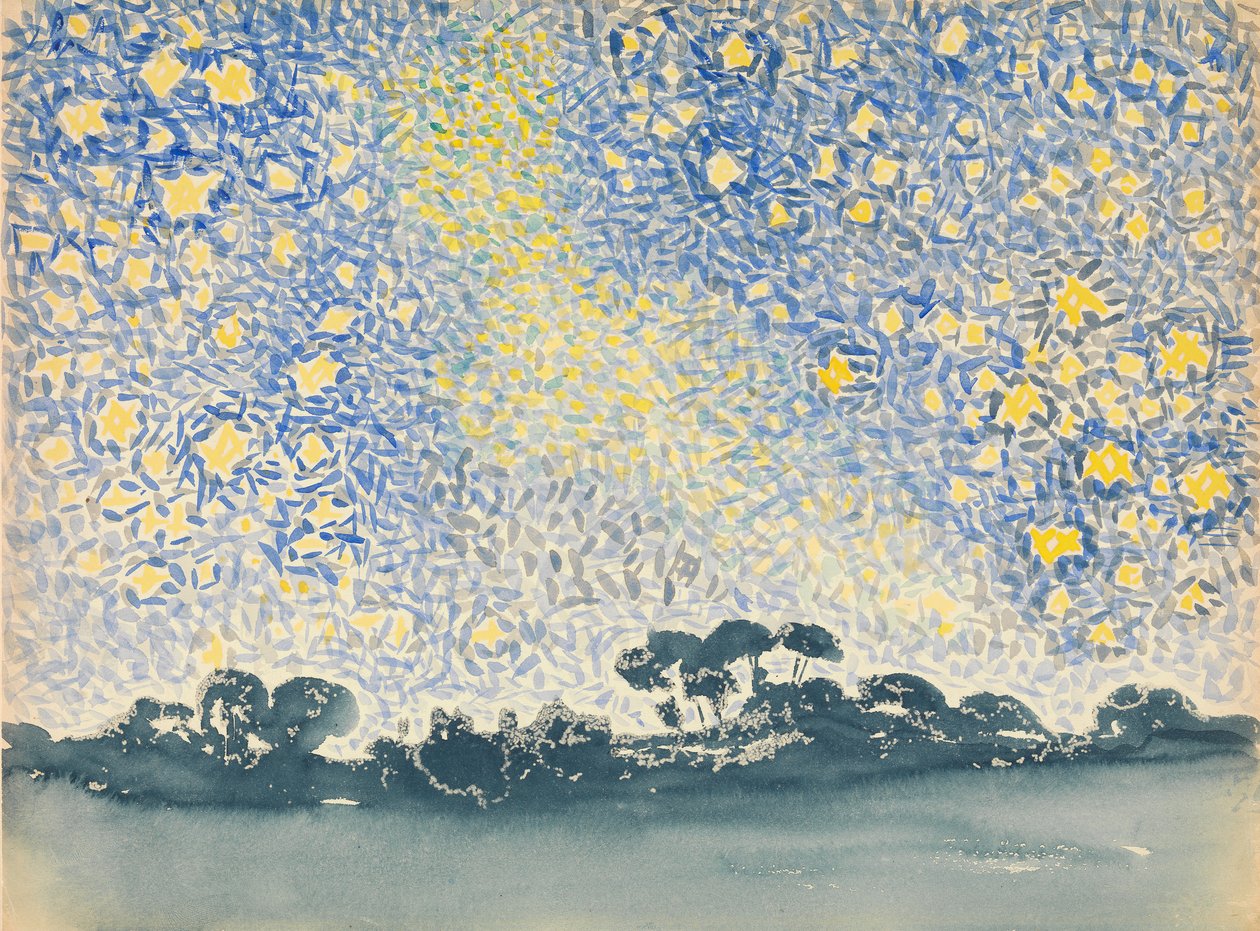 Maisema tähtien kanssa, n. 1905-1908. tekijältä Henri Edmond Cross