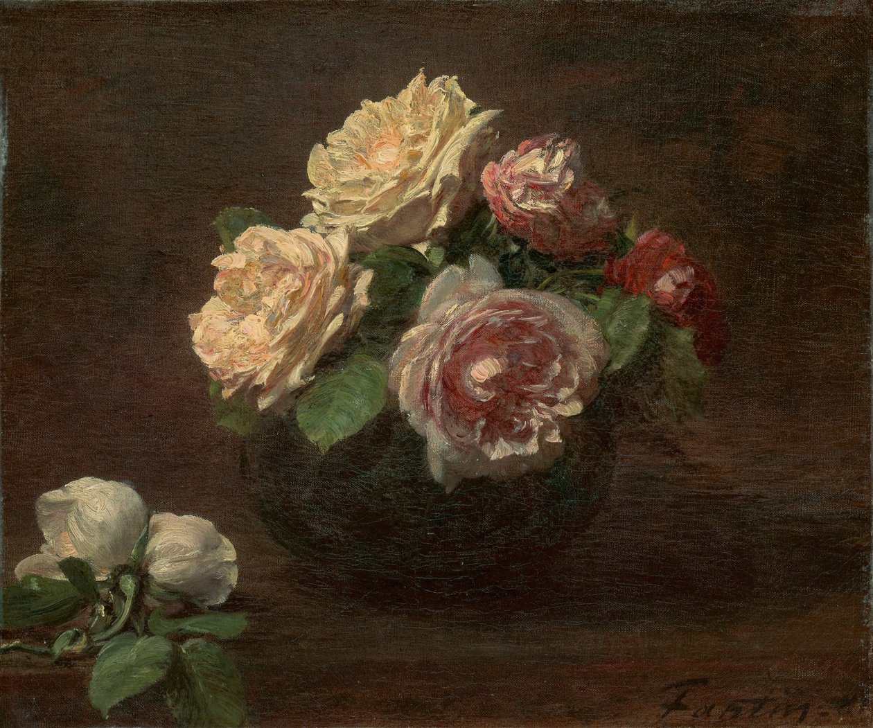 Ruusuja kulhossa, 1881. tekijältä Ignace Henri Jean Fantin Latour