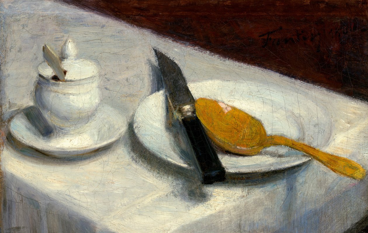 Asetelma sinappiruukun kanssa, 1860. tekijältä Ignace Henri Jean Fantin Latour