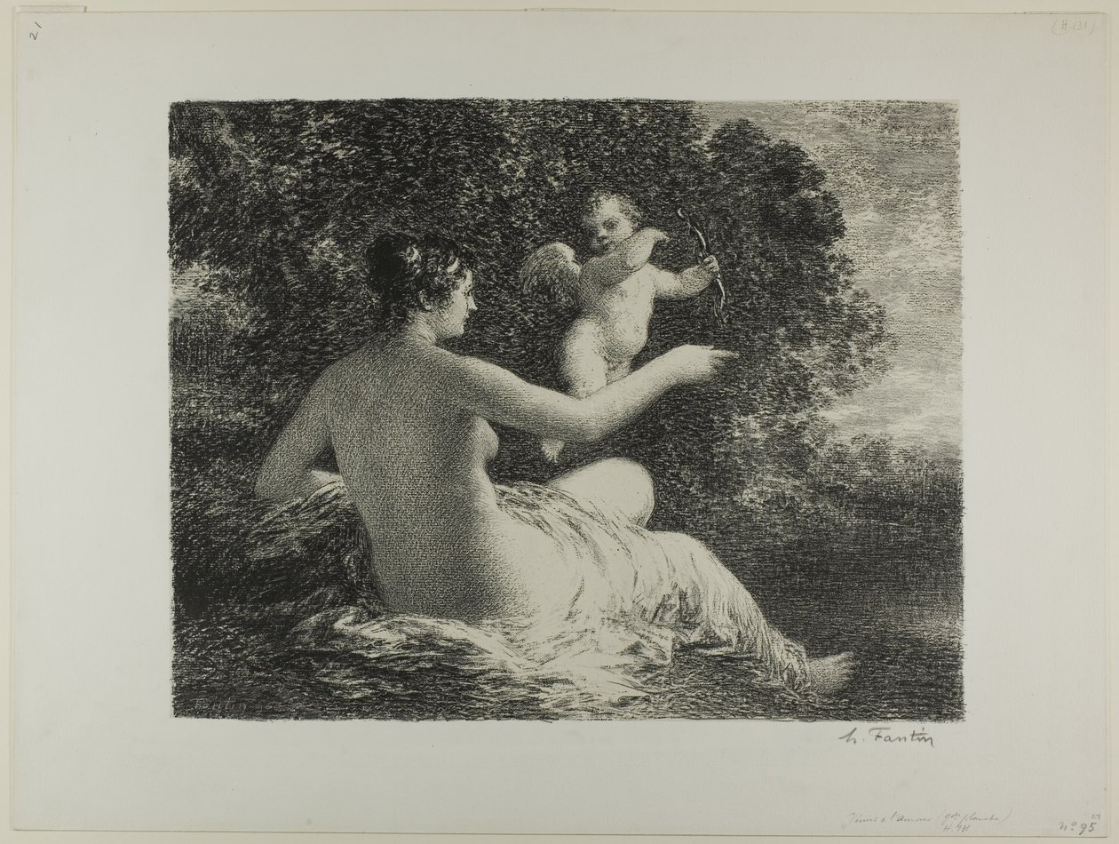 Venus ja Cupid, iso lautanen tekijältä Ignace Henri Jean Fantin Latour
