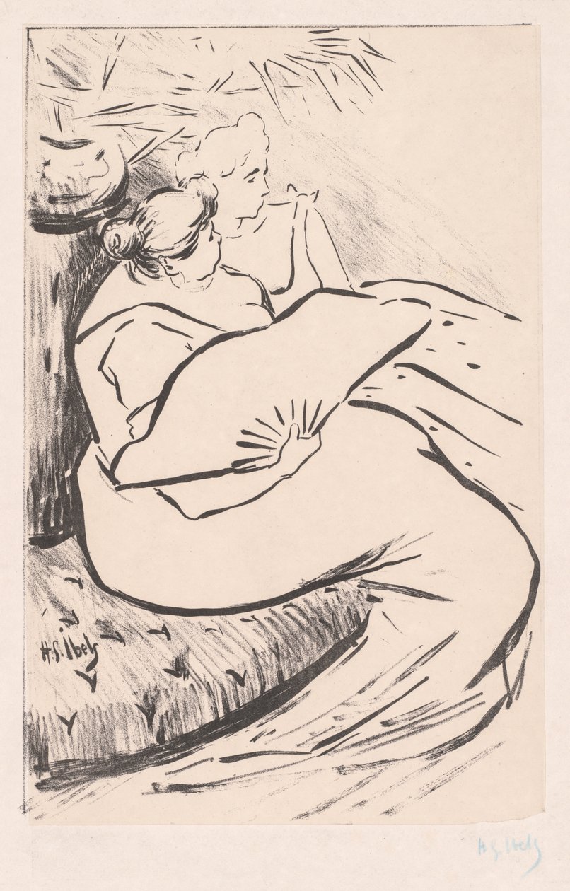 Istuva nainen, n. 1895-1900. tekijältä Henri Gabriel Ibels