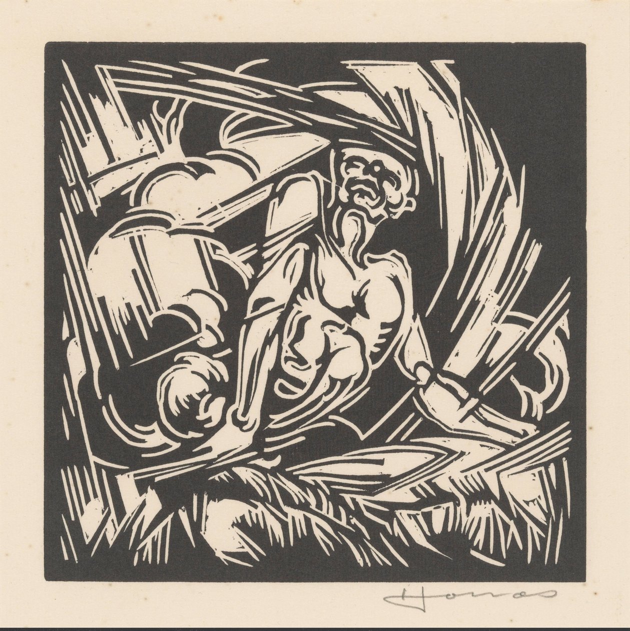 Tuulen personifikaatio tekijältä Henri Jonas (signed by artist)