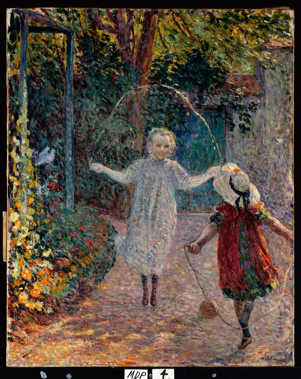 Nuoret tytöt leikkimässä puutarhassa, 1899 tekijältä Henri Lebasque