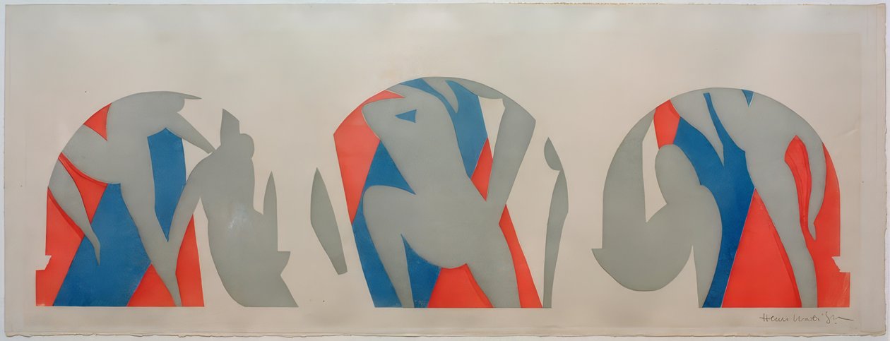 Tanssi, harmaa, sininen, vaaleanpunainen tekijältä Henri Matisse