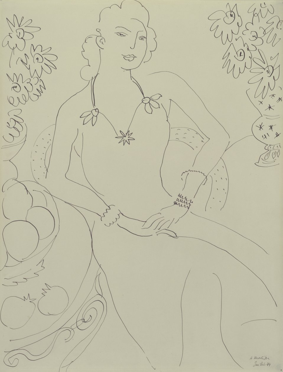 Piirustus istuva nainen tekijältä Henri Matisse