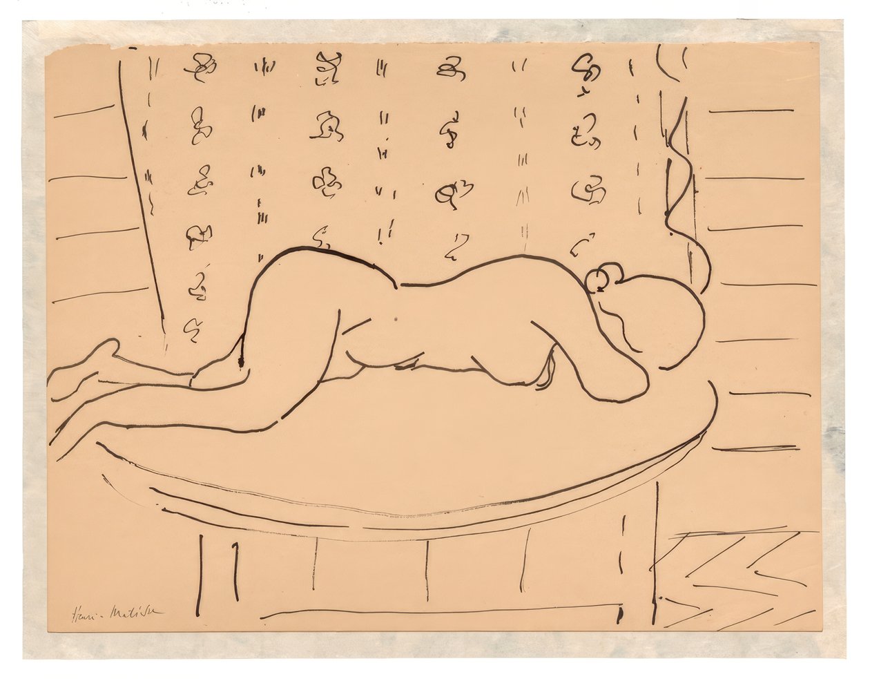 Nainen alasti makaa kasvot alaspäin pöydällä tekijältä Henri Matisse