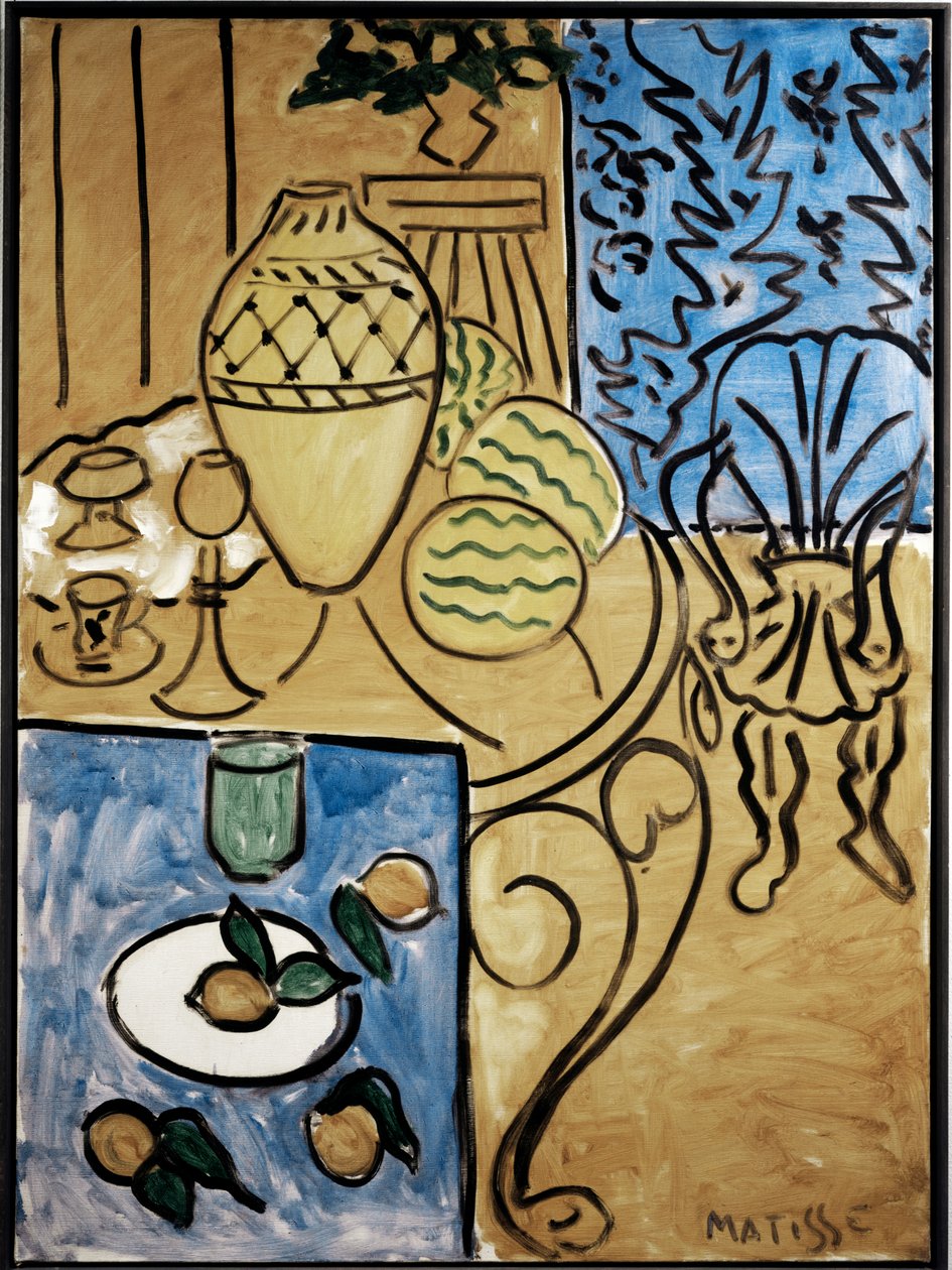 Sisustus, keltainen ja sininen tekijältä Henri Matisse