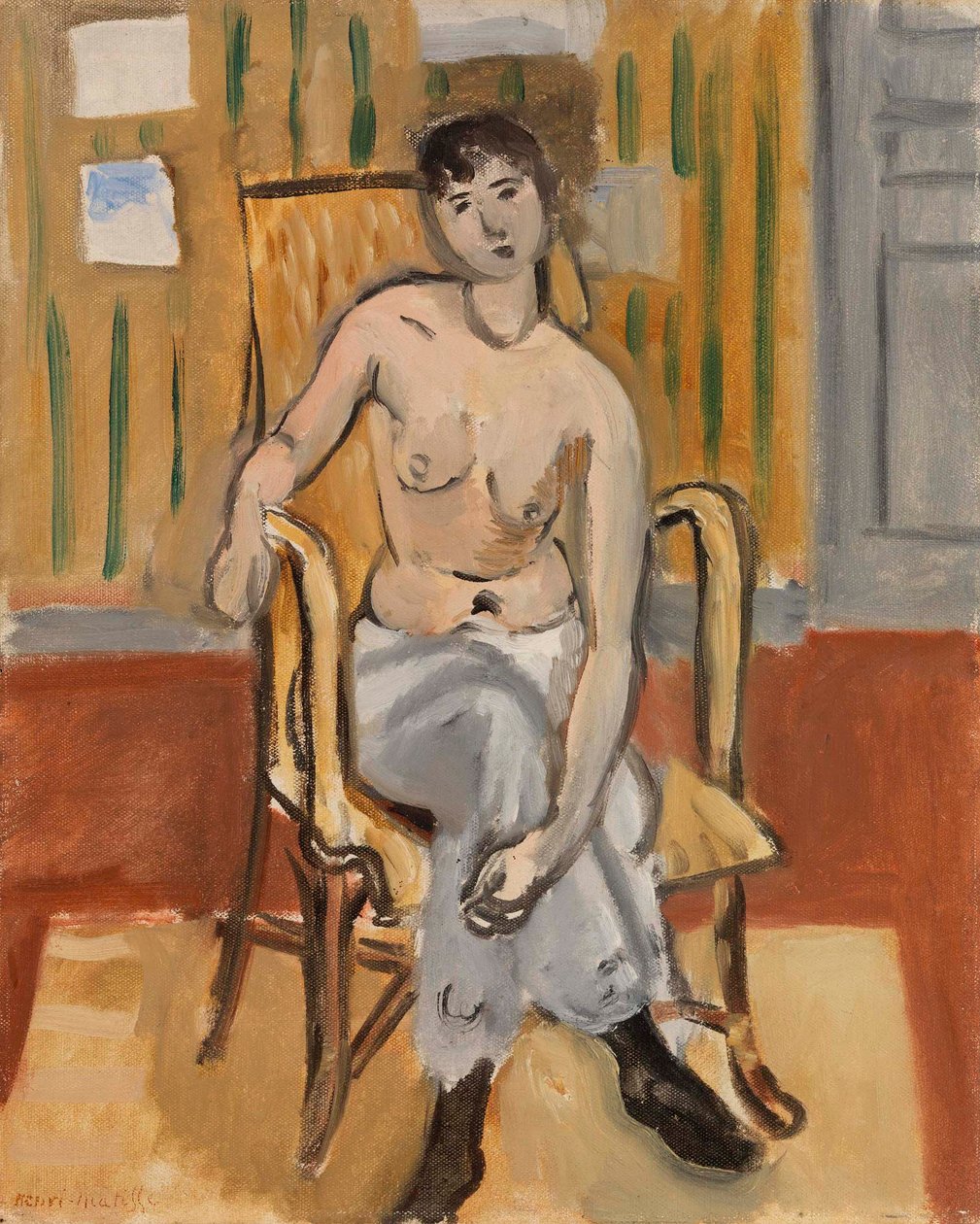 Istuva alaston ruskettuneessa huoneessa tekijältä Henri Matisse