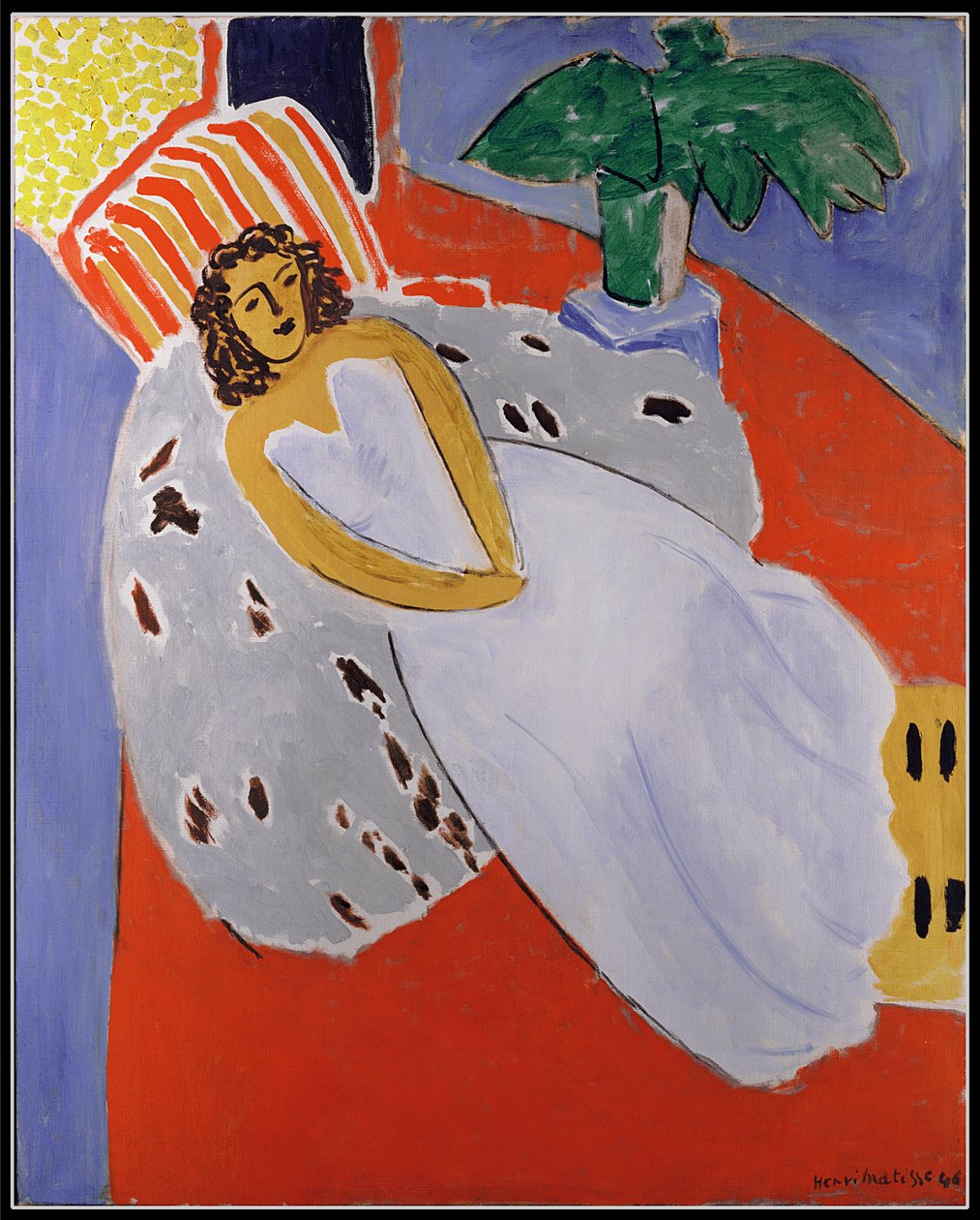 Nuori nainen valkoinen, punainen tausta tekijältä Henri Matisse