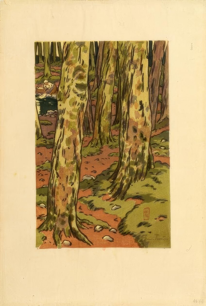 Pyykinpesu metsässä Loguivyssa tekijältä Henri Rivière