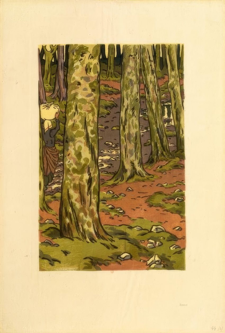 Pyykinpesu metsässä Loguivyssa tekijältä Henri Rivière