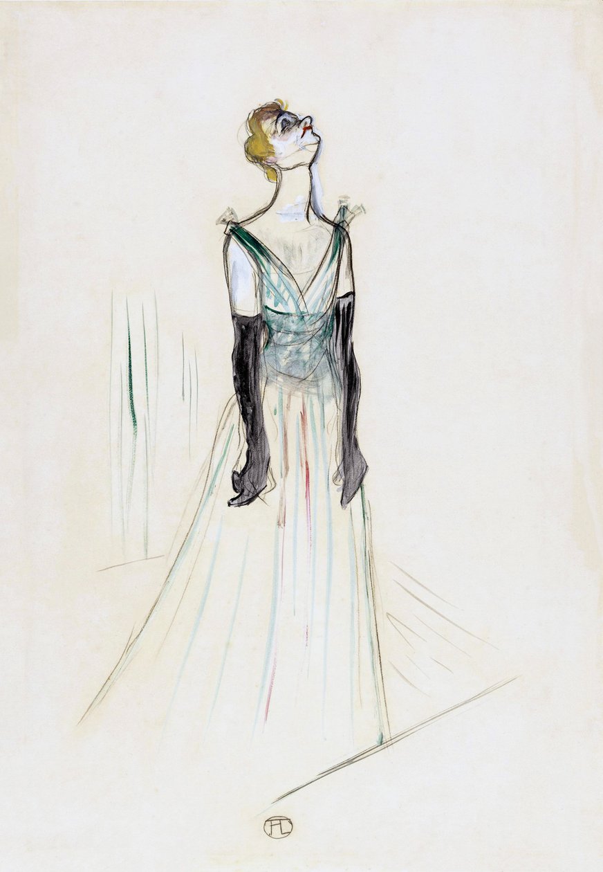 Yvette Guilbert. Muotokuva. tekijältä Henri de Toulouse Lautrec