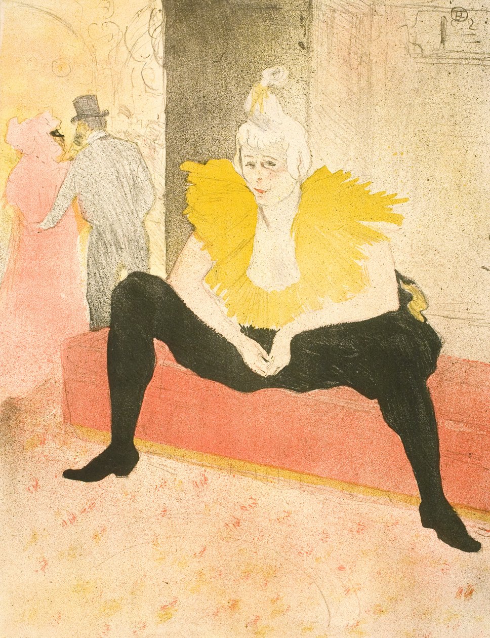 Istuva klovni, neiti Cha-U-Kao tekijältä Henri de Toulouse Lautrec