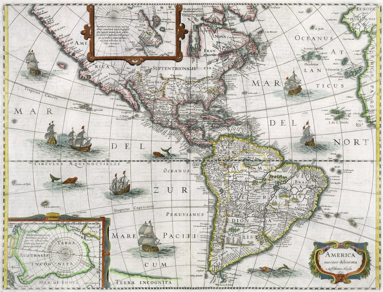 Amerikan kartta, 1631 tekijältä Henricus Hondius II
