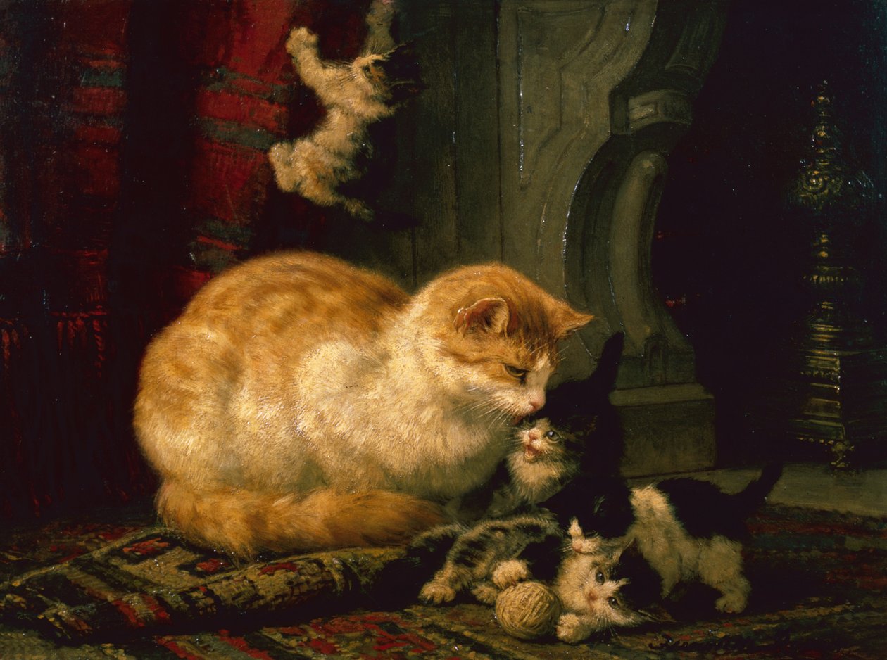 Pennut at Play (öljy paneelissa) tekijältä Henriëtte Ronner Knip