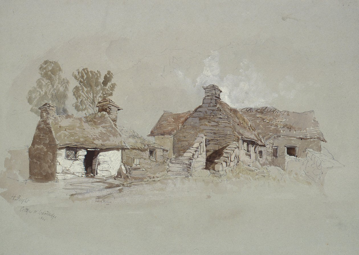 Mökit lähellä Woodbridgeä, Suffolk, 1800-luku tekijältä Henry Bright