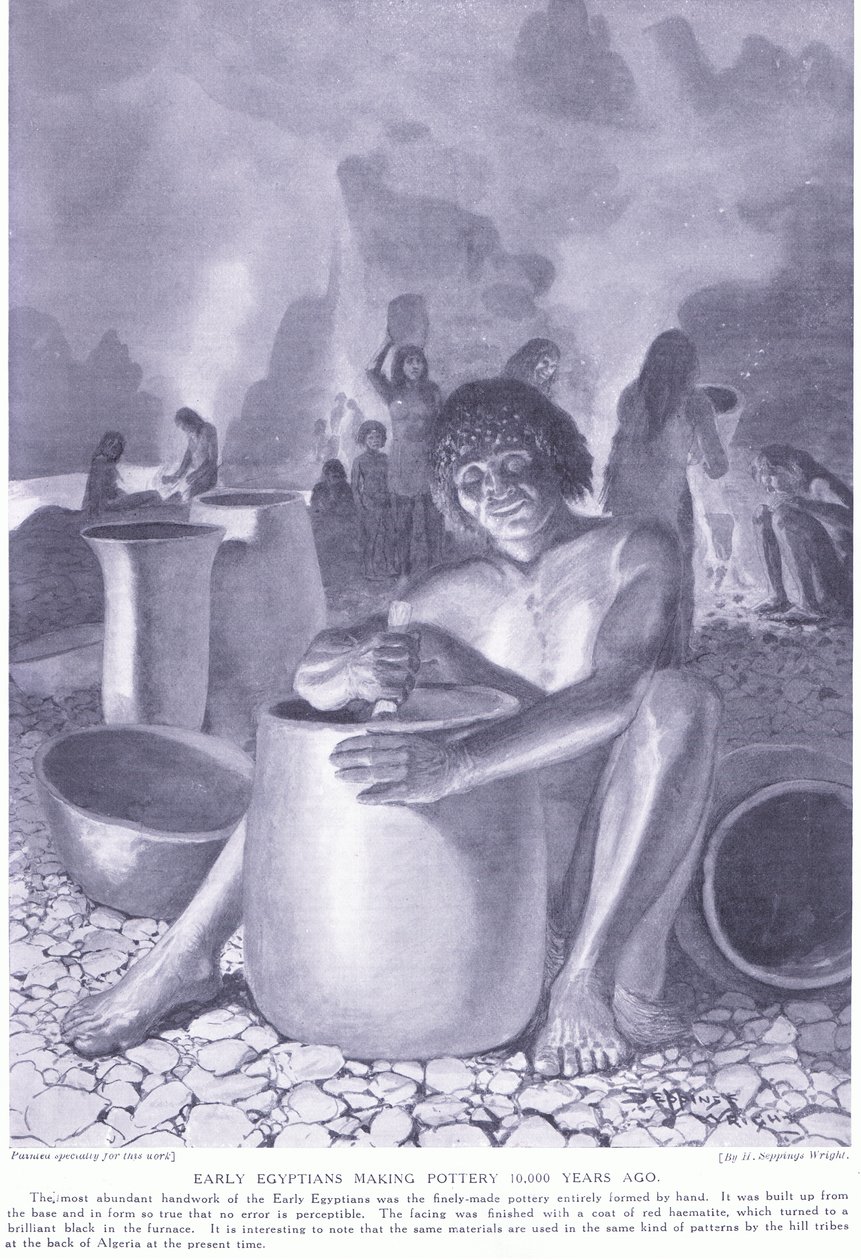 Varhaisegyptiläinen keramiikkavalmistus 10 000 vuotta sitten, noin 1920 tekijältä Henry Charles Seppings Wright