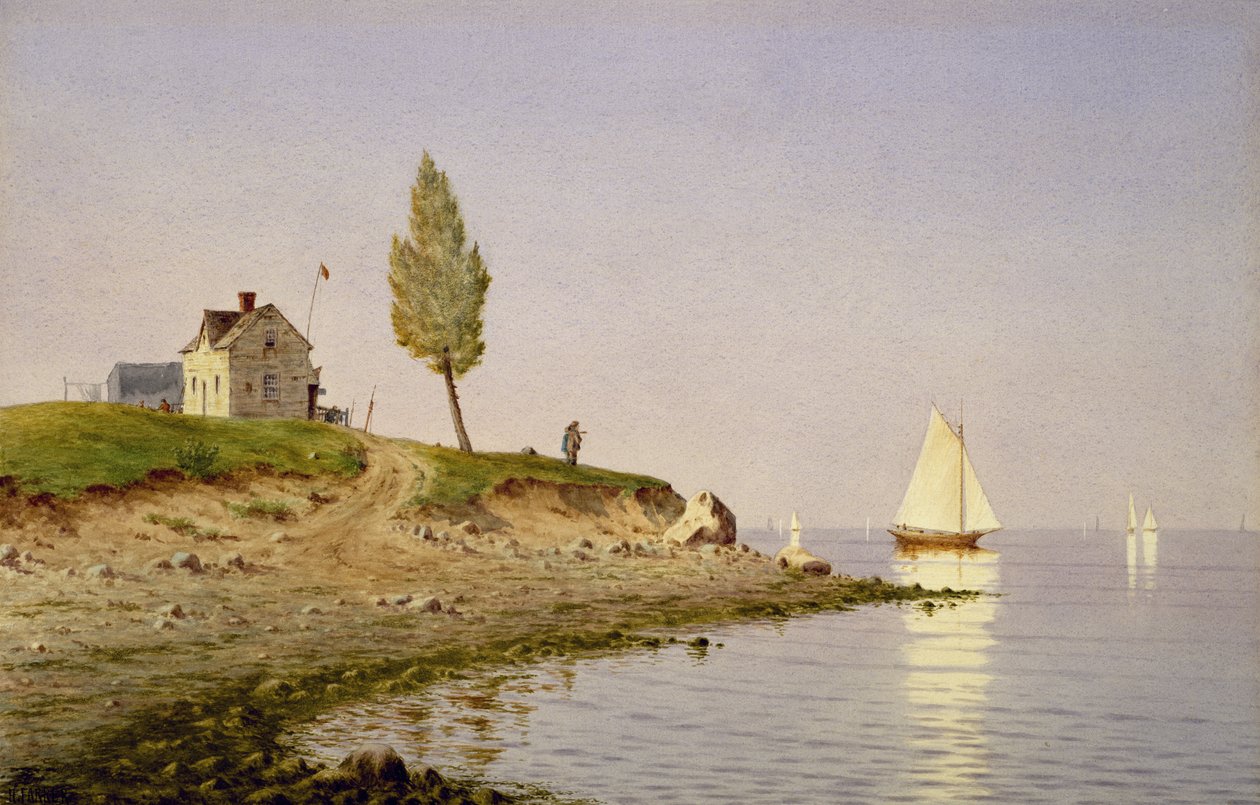 Rauhallinen iltapäivä, Long Island, 1876 (akvarelli paperille) tekijältä Henry Farrer