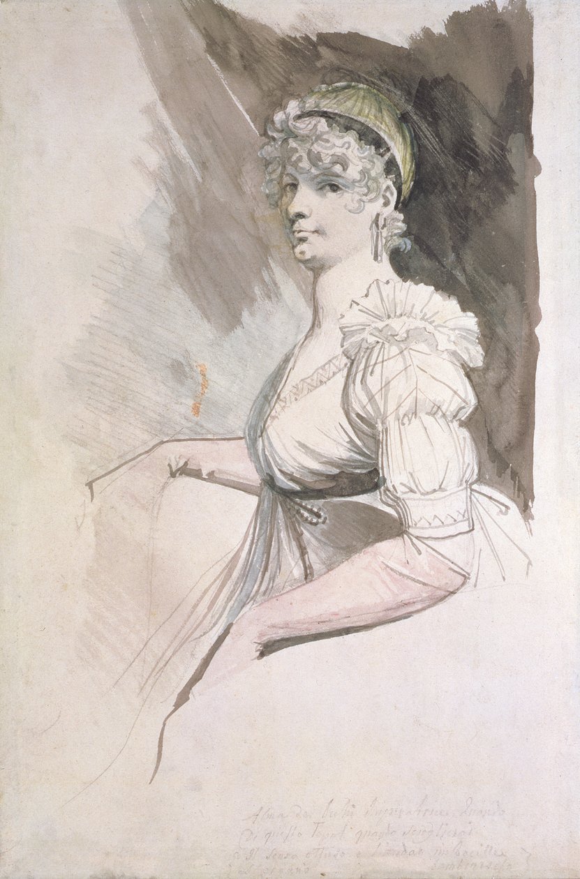 Rouva Fuselin muotokuva, n. 1798 (wc kynän päällä paperilla) tekijältä Johann Heinrich Füssli