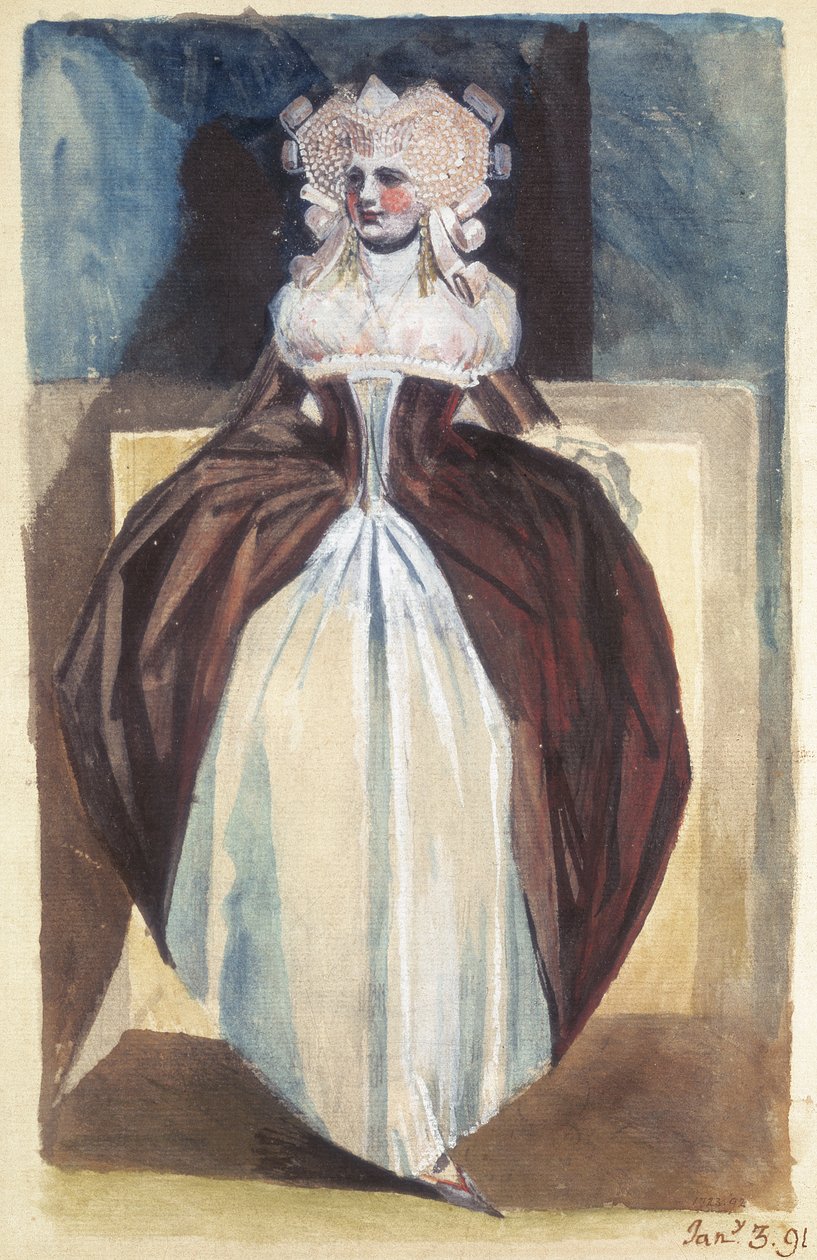 Nainen 1600-luvun asussa, 1791 tekijältä Johann Heinrich Füssli