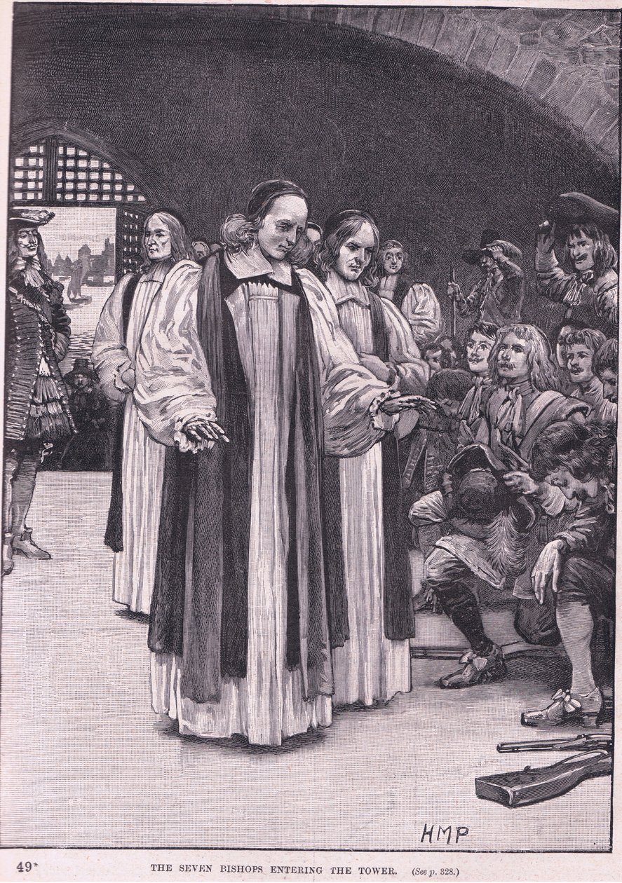 Seitsemän piispaa astumassa torniin vuonna 1688 jKr tekijältä Henry Marriott Paget
