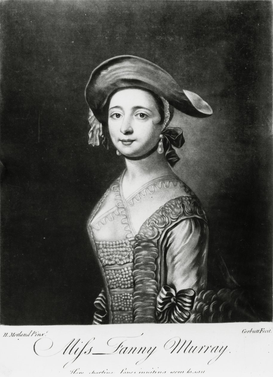 Neiti Fanny Murray, kaiverrus Corbutt (mezzotint) tekijältä Henry Robert Morland