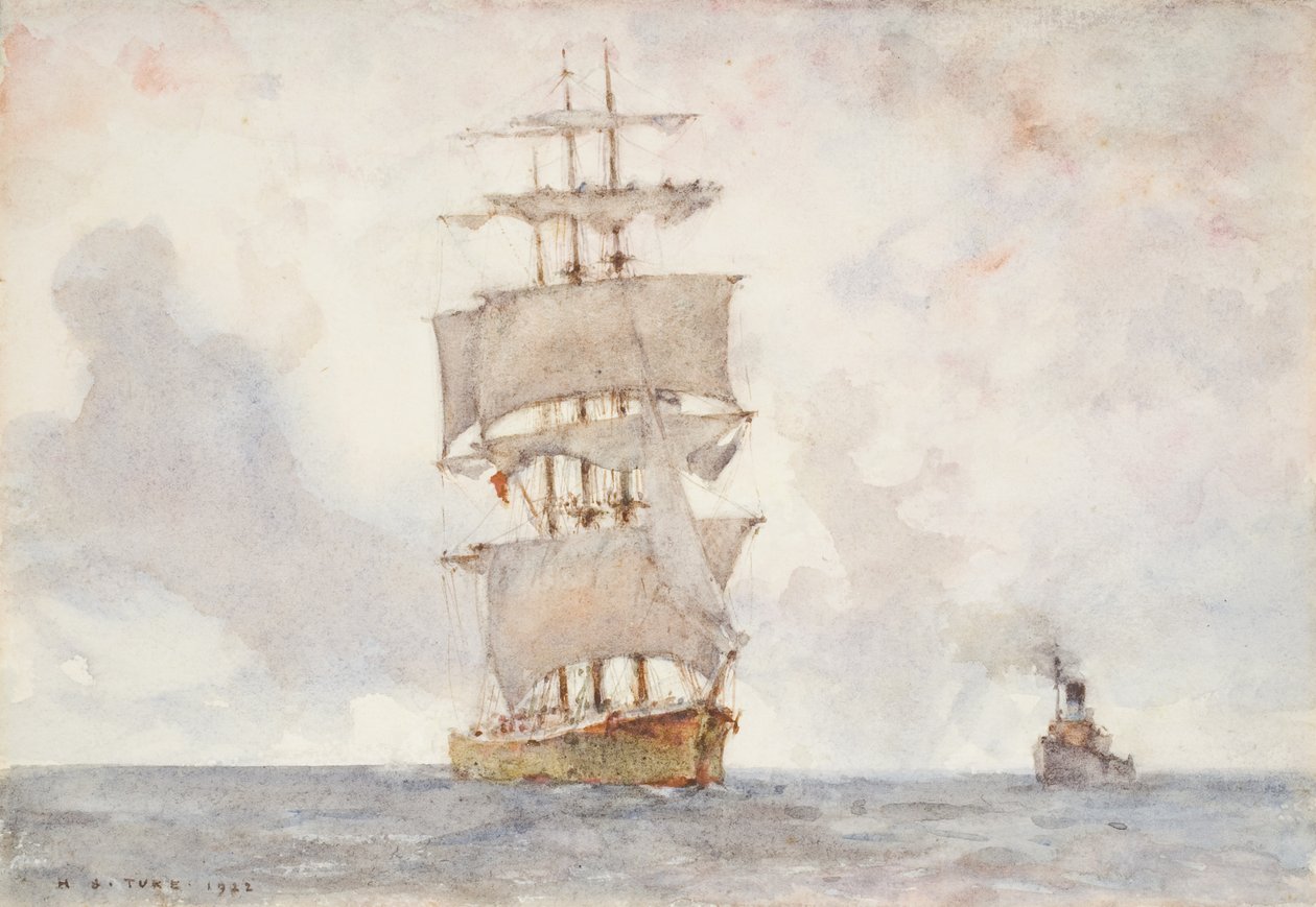 Barque and Tug, 1922 tekijältä Henry Scott Tuke