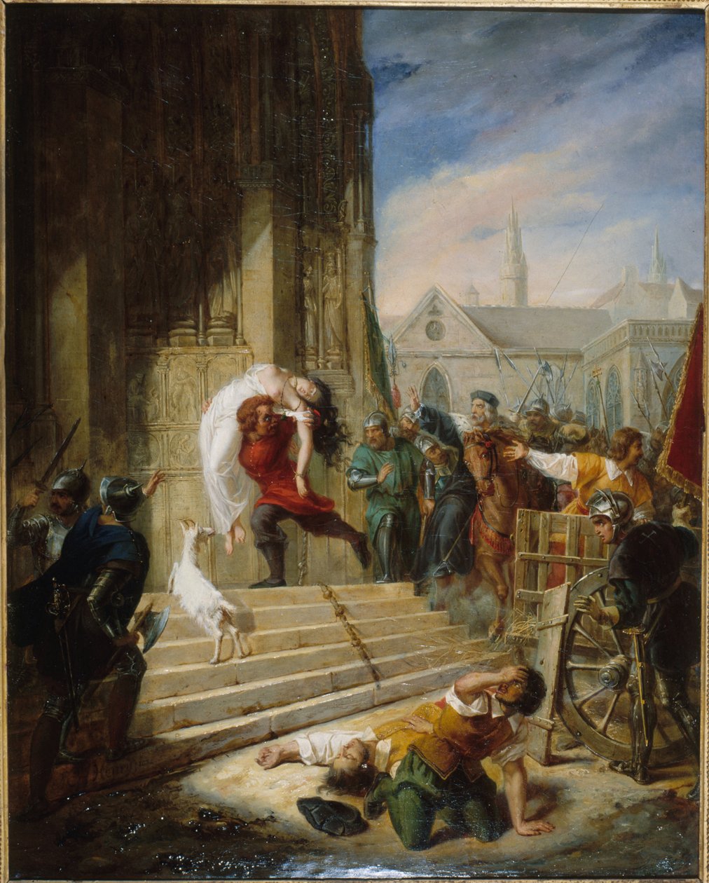 Quasimodo pelastaa Esmeraldan teloittajilta, 1832. tekijältä Henry