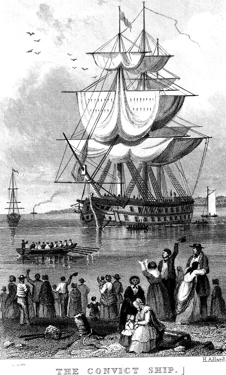 The Convict Ship, c1820. tekijältä Henry Adlard