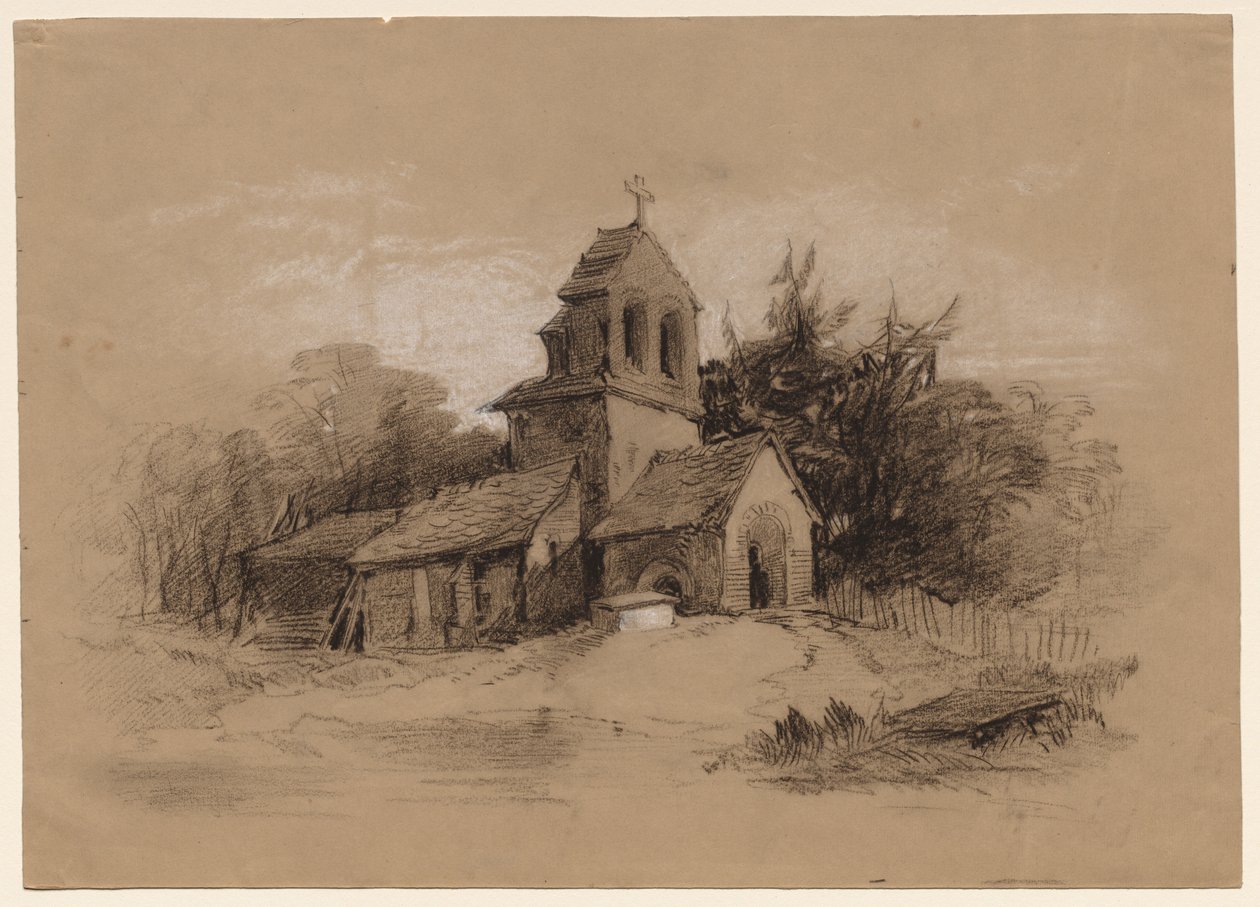 Kirkko maisemassa, 1800-luku. tekijältä Henry Bright