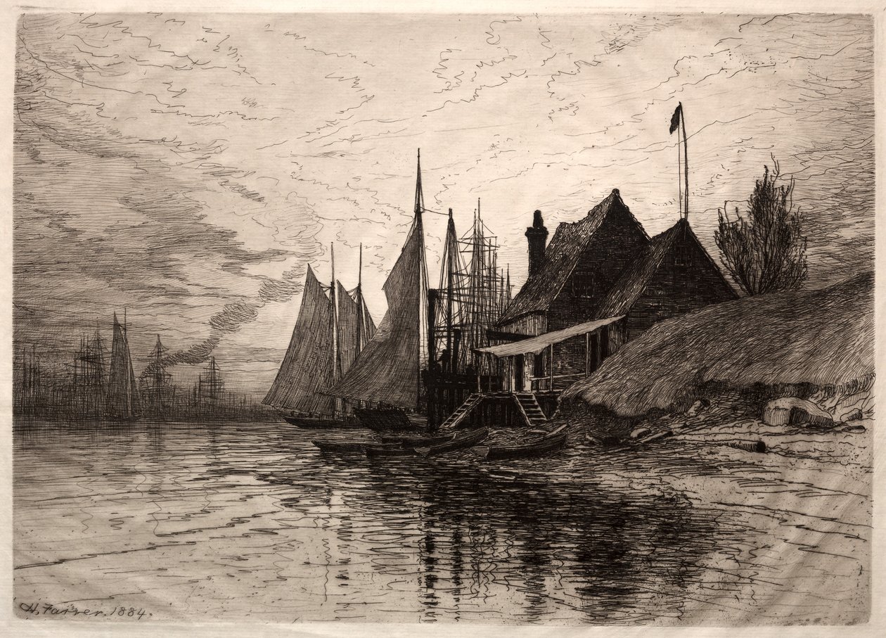 Ilta, New Yorkin satama, 1884. tekijältä Henry Farrer