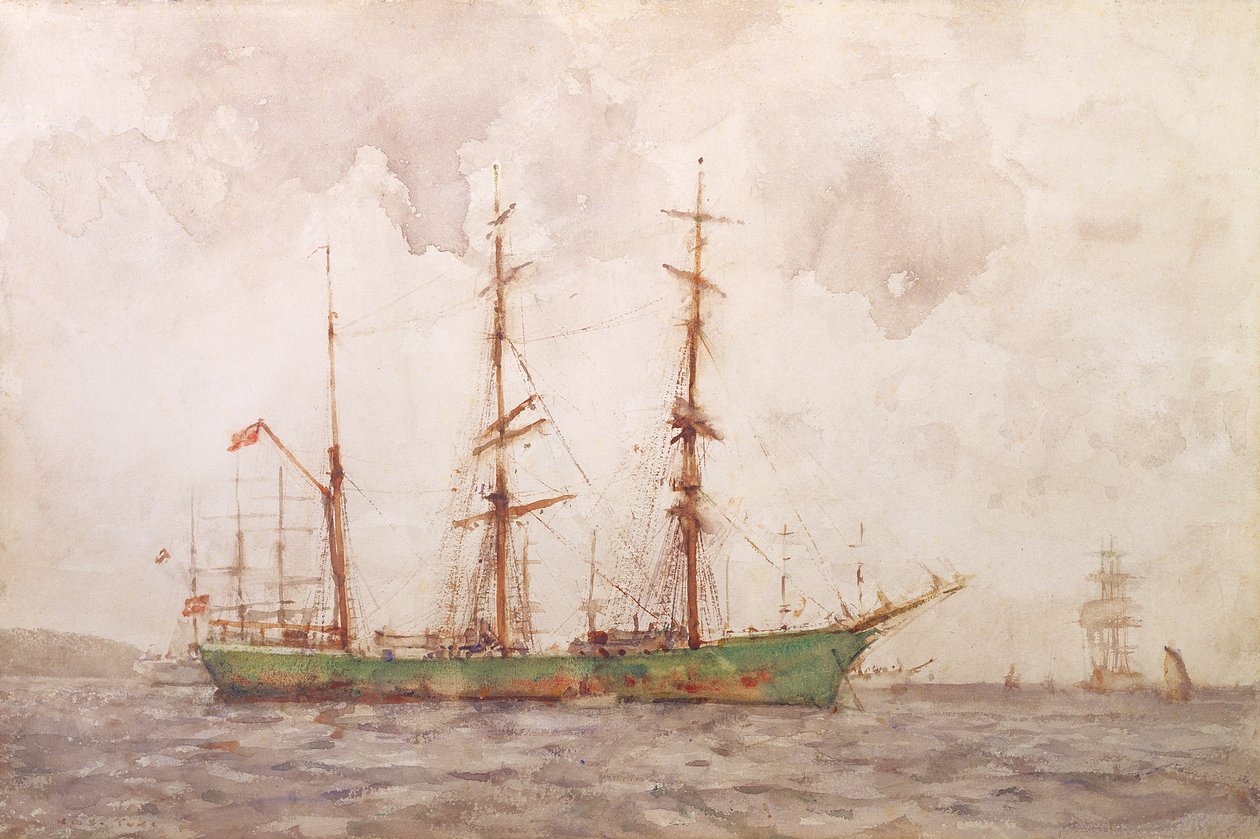 Tanskalainen Barque, Falmouth Harbor tekijältä Henry Scott Tuke