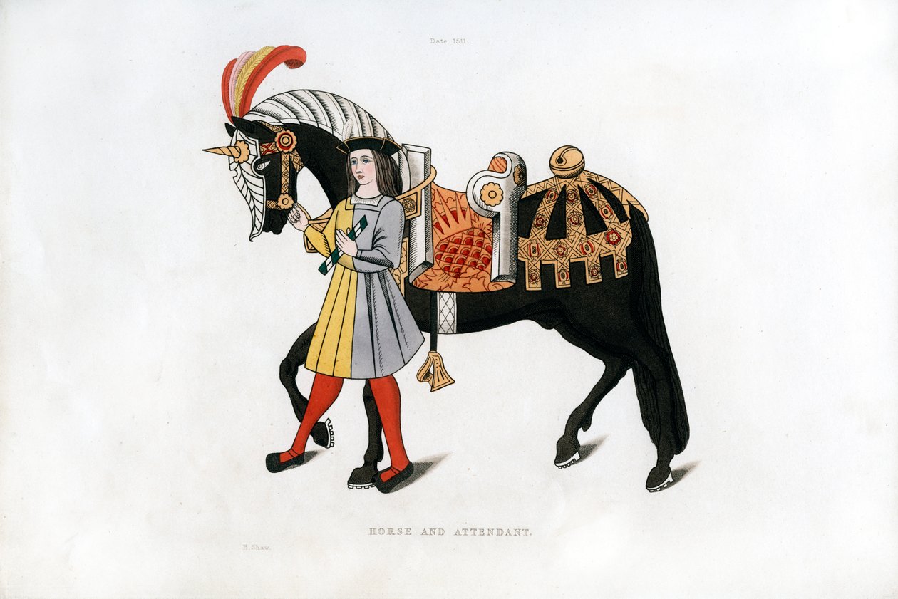 Hevonen ja hoitaja, c1511, 1843. tekijältä Henry Shaw