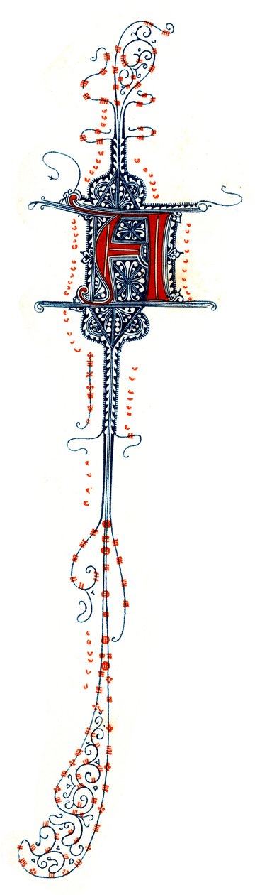 Alkukirjain A, 1300-luku, 1843. tekijältä Henry Shaw
